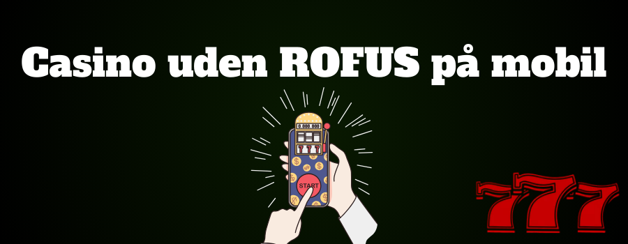 Illustration af en mobiltelefon, der viser Hugo Casino's spilmenu med slots, på en ren baggrund.